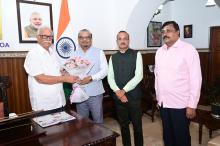 Dr. N. Vinodkumar, IPoS, Chairperson, Mormugao Port Authority, Shri Vinayaka Rao, Dy. Chairperson and Shri M. Sankar Babu, Secretary, Called On Hon'ble Governor At Raj Bhavan.