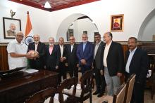 Delegation from Indian Red Cross Society Shri Gaurish M. Dhond, Shri. Manguirish Pai Raikar, and others called on Hon'ble Governor At Raj Bhavan.  