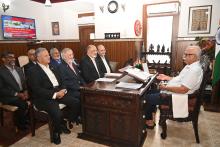 Delegation from Indian Red Cross Society Shri Gaurish M. Dhond, Shri. Manguirish Pai Raikar, and others called on Hon'ble Governor At Raj Bhavan.  