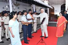 Hon'ble Governor greeting the students on Goa Liberation Day 2025 at Lok Bhavan.